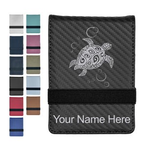 Faux Leather Mini Notepad, Hawaiian Sea Turtle, Personalized Engraving Included