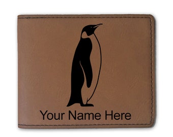Personalized Christmas Penguins Genuine Leather Small Framed Wallet Personalized Christmas Penguins Genuine Leather Small Framed Wallet