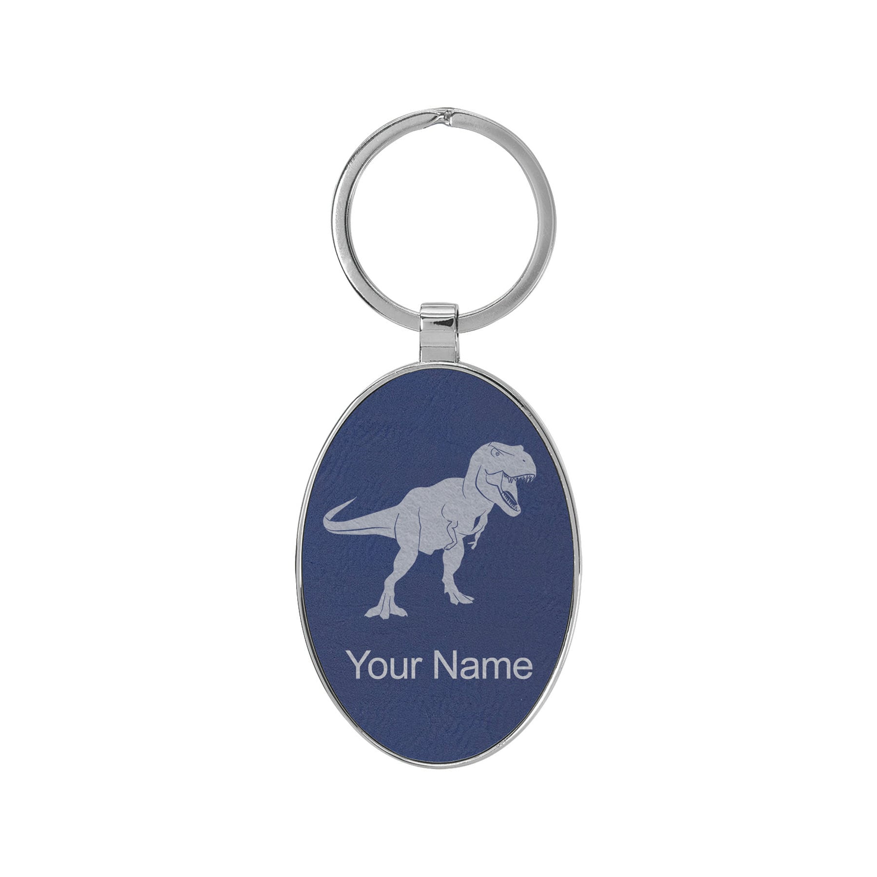 Portachiavi T-Rex Dinosauro Carnivoro In Metallo Argento - Ciondolo Onwomania Per Unisex