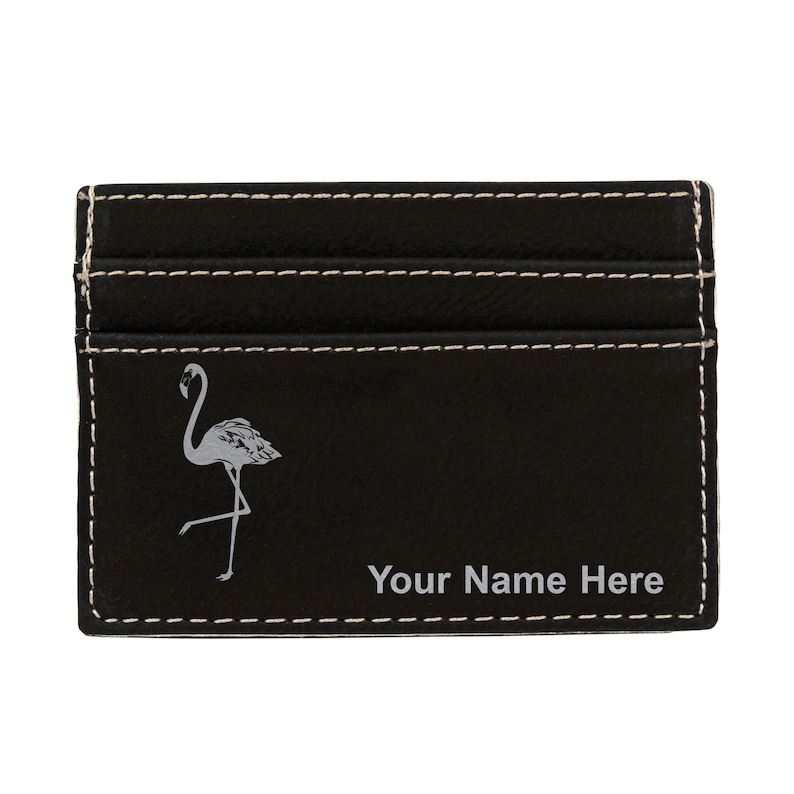 Flamingo Personalized Engraving Included Faux Leather Money Clip Wallet