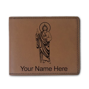 Cartera plegable de cuero sintético, Saint Jude, grabado personalizado incluido