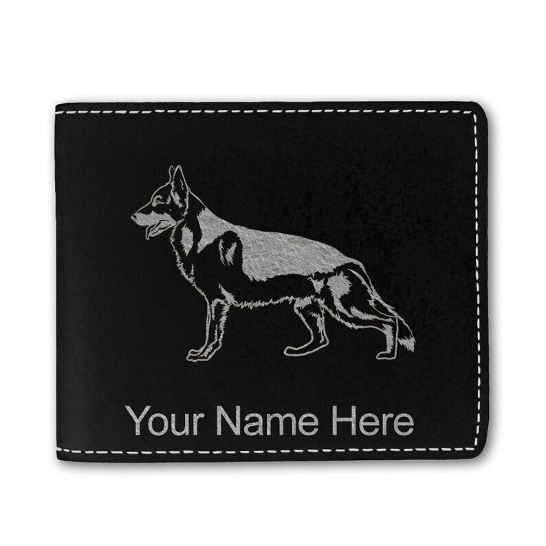 Faux Leather Bi-Fold Wallet,\u00a0German Shepherd Dog Personalized Engraving Included