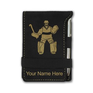 Faux Leather Mini Notepad, Field Hockey Goalie, Personalized Engraving Included