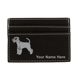 Monedero de cuero sintético Money Clip, perro Schnauzer, grabado personalizado incluido