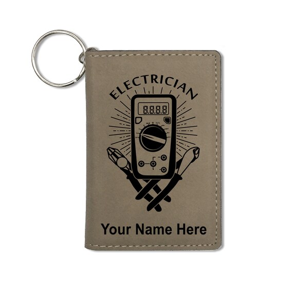 Keychain ID Holder Wallet - Lineman - Leather Keychain ID Holder Wallet - Lineman - Leather