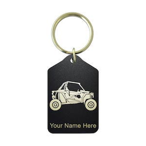 Black Metal Keychain, Off Road Racer, Personalized Engraving Included