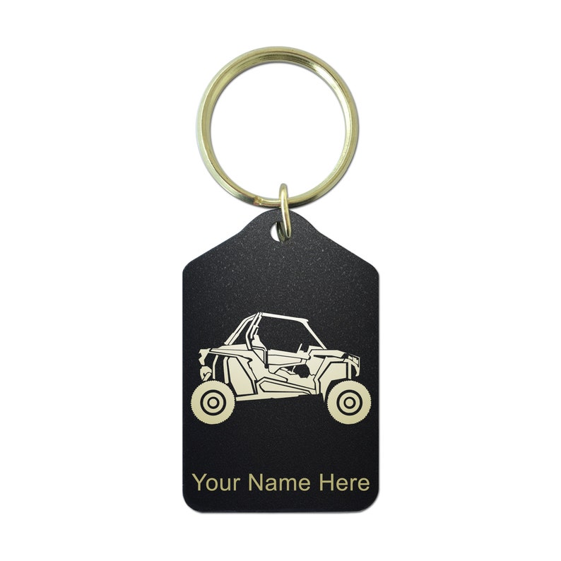 Black Metal Keychain,\u00a0Off Road Racer Personalized Engraving Included