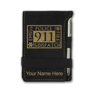 Faux Leather Mini Notepad, Emergency Dispatcher 911, Personalized Engraving Included