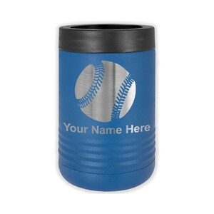 LaserGram Double Wall Insulated Beverage Can Holder, Baseball Ball, Personalized Engraving Included Dark Blue