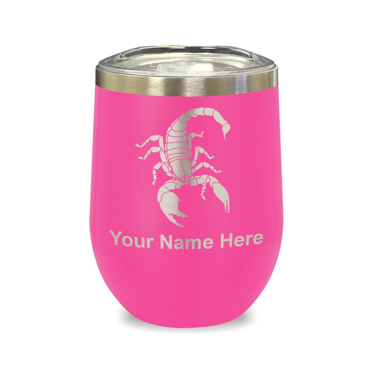 Lasergram Double Wall Stainless Steel Wine Glass Scorpion Etsy