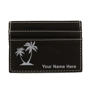 Monedero de cuero sintético Money Clip, palmeras, grabado personalizado incluido