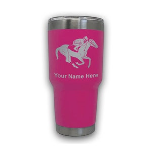 LaserGram 30oz Tumbler Mug, Horse Racing, Personalized Engraving Included