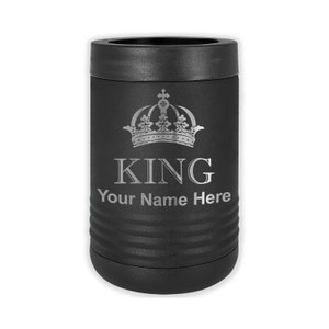 LaserGram Double Wall Insulated Beverage Can Holder, King Crown, Personalized Engraving Included