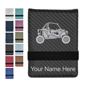 Faux Leather Mini Notepad, Off Road Racer, Personalized Engraving Included