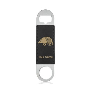 Faux Leather Bottle Opener, Armadillo, Personalized Engraving Included (Faux Leather)