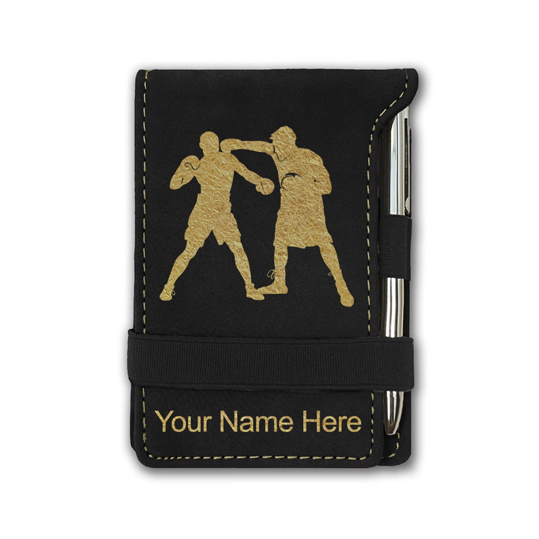 Faux Leather Mini Notepad, Boxers Boxing, Personalized Engraving ...