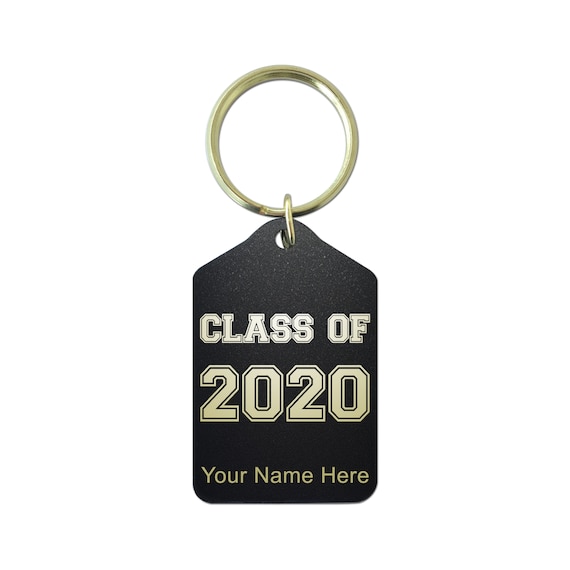 Black Metal Keychain, Class of 2020, 2021, 2022, 2023, 2024, Personalized  Engraving Included