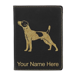 Funda para pasaporte LaserGram de piel sintética, diseño de Jack Russell Terrier, con grabado personalizado incluido