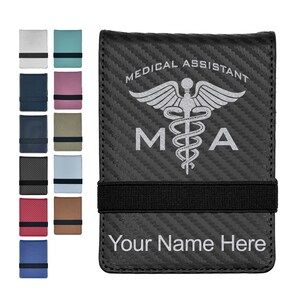 Faux Leather Mini Notepad, MA Medical Assistant, Personalized Engraving Included