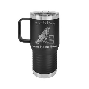LaserGram 20oz Vacuum Insulated Coffee Mug With Handle, Barrel Racer Turn N Burn, Personalized Engraving Included