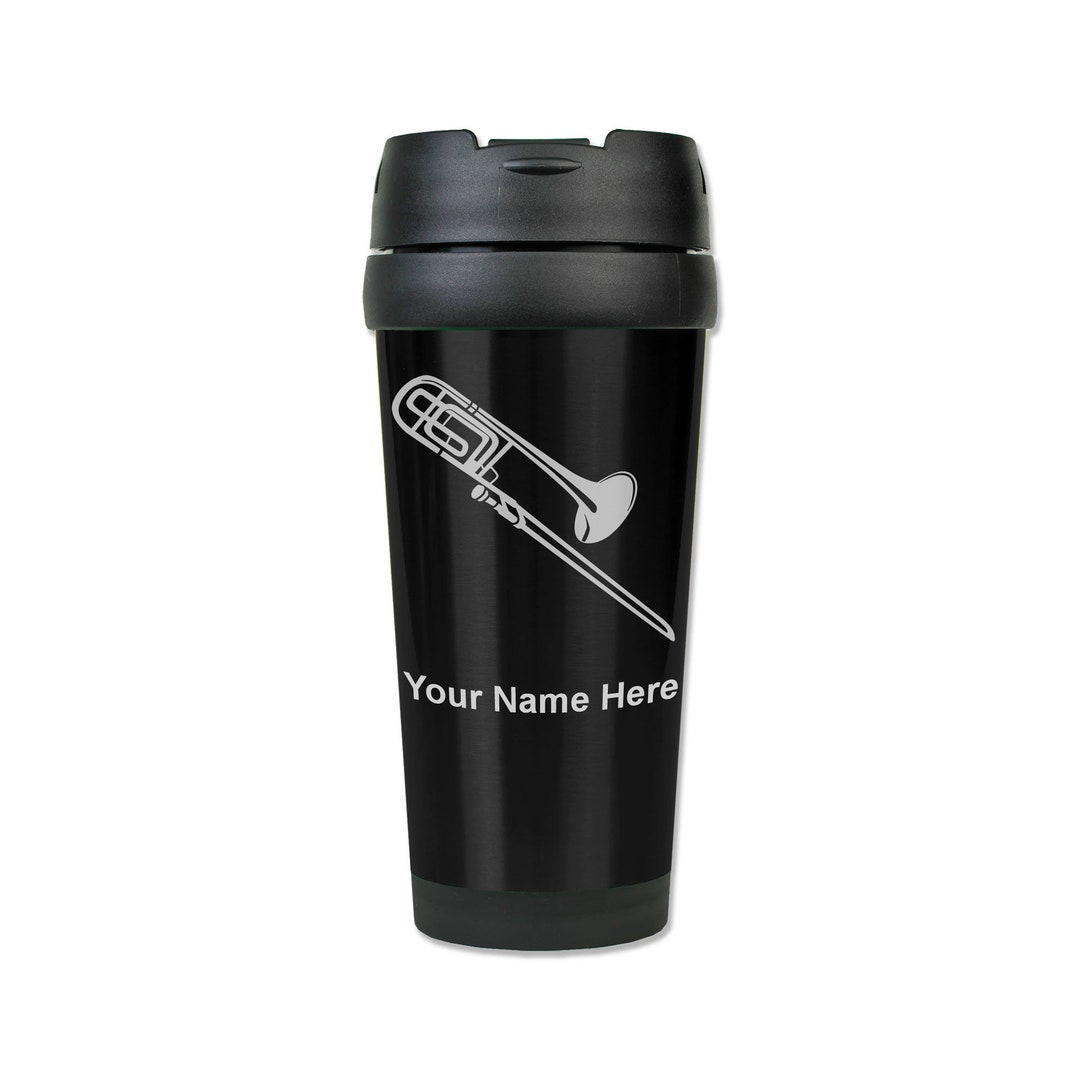 16oz Coffee Travel Mug, Trombone, Personalized Engraving Included Etsy
