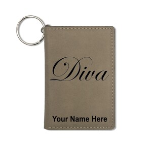 Monedero del titular de la identificación, diva, grabado personalizado incluido