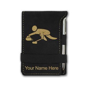 Faux Leather Mini Notepad, Curling Figure, Personalized Engraving Included