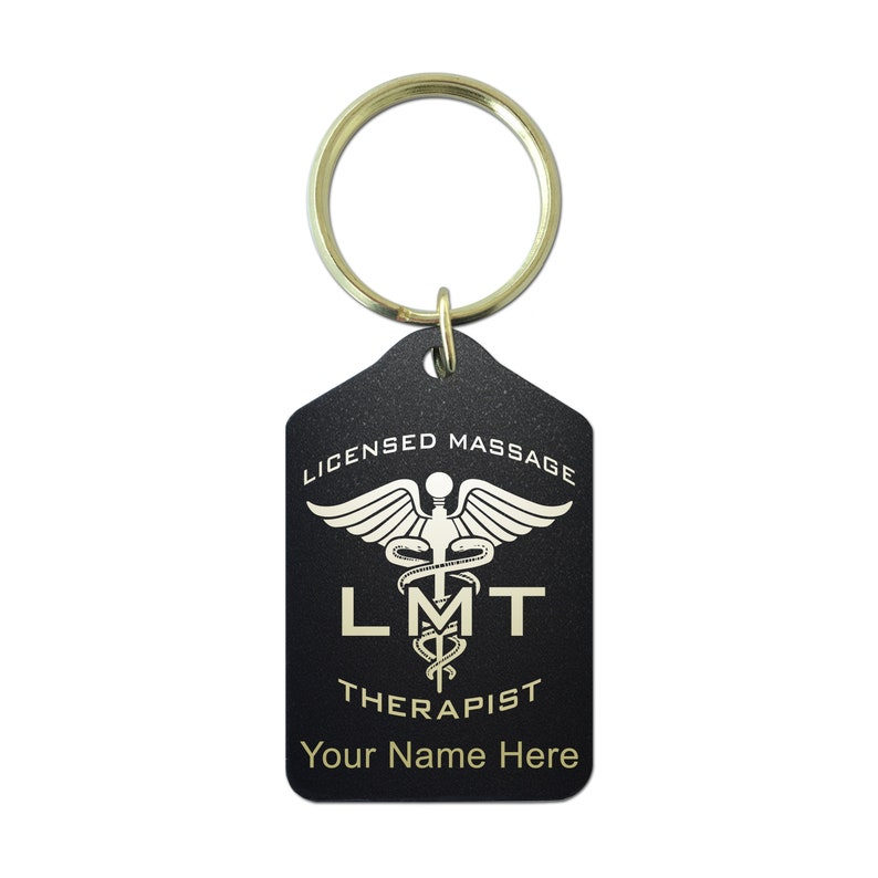 Body Spa Keychains Black Metal Keychain, lmt Licensed Massage Therapist, Personalized ...