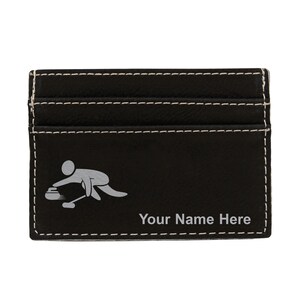 Faux Leather Money Clip Wallet, Curling Figure, Personalized Engraving Included