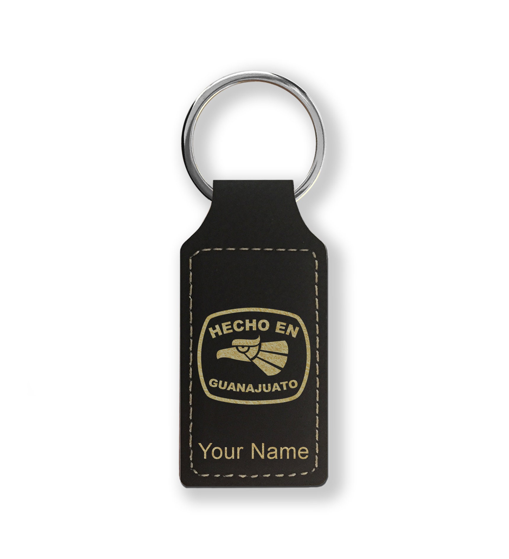 Faux Leather Rectangle Keychain, hecho En Guanajuato