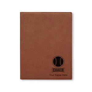 Large 9.5 X 12 Portfolio Notepad, Baseball Coach, Personalized Engraving Included