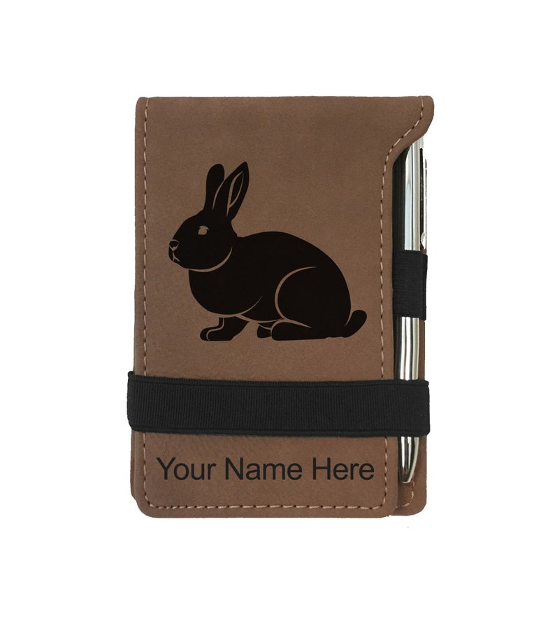 Faux Leather Mini Notepad,Rabbit, Personalized Engraving Included image 6