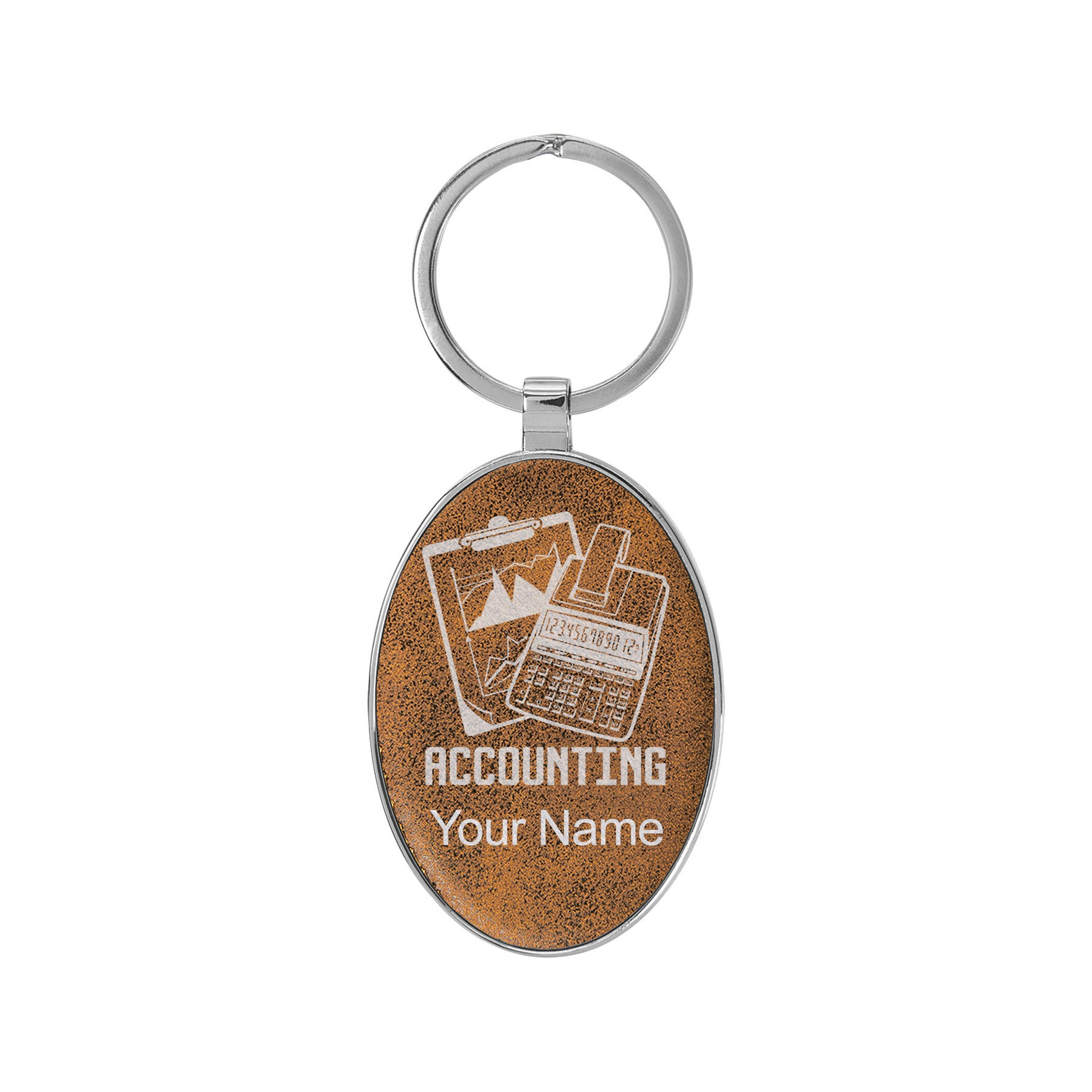 Oval Metal Frame Keychain, Accounting, Personalized Engraving Included ...
