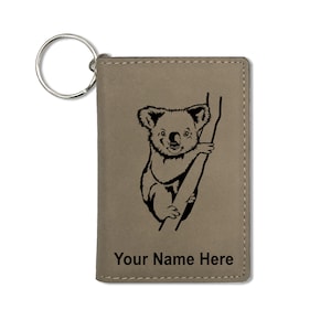 Monedero de titular de identificación, oso Koala, grabado personalizado incluido