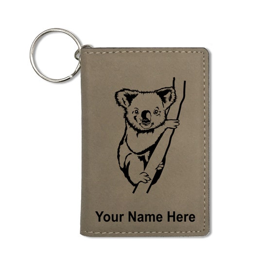 Keychain ID Holder Wallet - PERSONALIZED Giraffe - Leather Keychain ID Holder Wallet - PERSONALIZED Giraffe - Leather