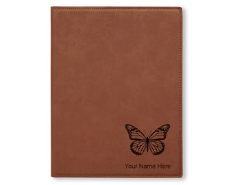 Large 9.5 X 12 Portfolio Notepad, Monarch Butterfly, Personalized Engraving Included