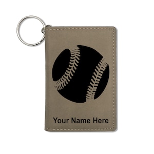 Monedero del titular de la identificación, bola de béisbol, grabado personalizado incluido