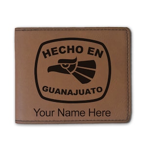 Cartera plegable de piel sintética, hecho en guanajuato, grabado personalizado incluido