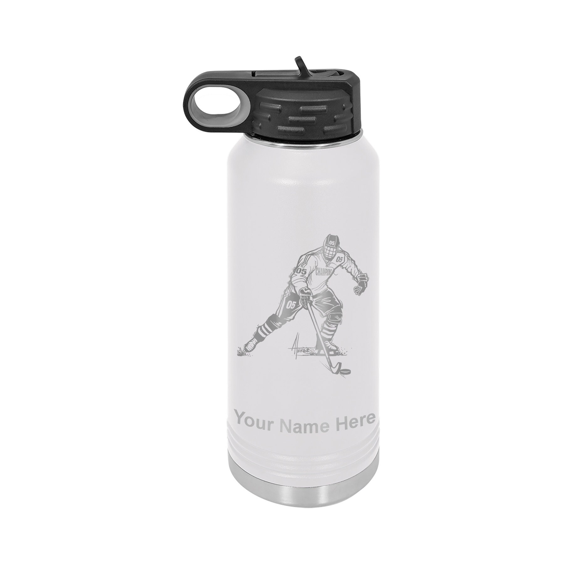 32oz Double Wall Flip Top Water Bottle with Straw Hockey Etsy