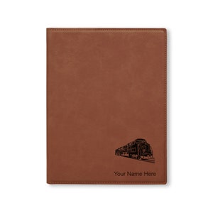 Small 7 X 9 Portfolio Notepad, Freight Train, Personalized Engraving Included