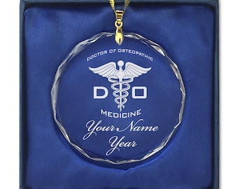 LaserGram Christmas Ornament, DO Doctor of Osteopathic Medicine, Personalized Engraving Included (Round Shape)