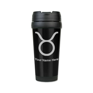 16oz Coffee Travel Mug, Zodiac Sign Taurus, Personalized Engraving Included