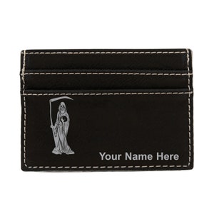 Monedero de cuero sintético Money Clip, Santa Muerte, Grabado Personalizado Incluido