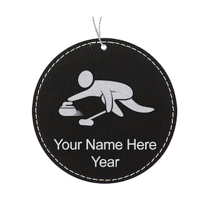 LaserGram Faux Leather Round Christmas Ornament, Curling Figure, Personalized Engraving Included (Round Shape)