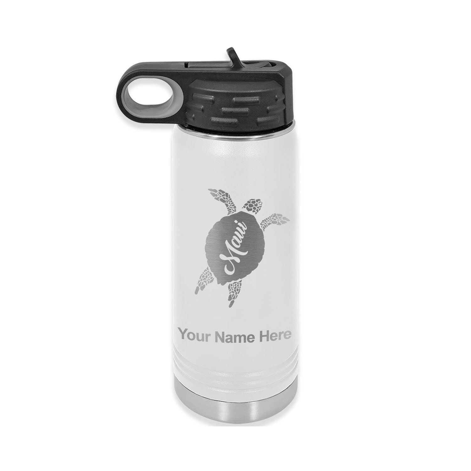 20oz Double Wall Flip Top Water Bottle With Straw, Maui Sea Turtle ...