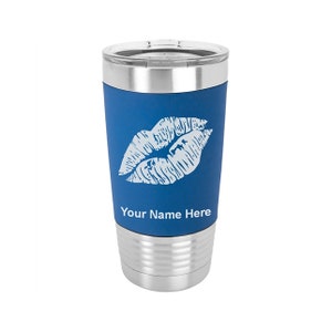 20oz Silicone Tumbler Mug, Lipstick Kiss, Personalized Engraving Included