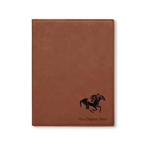 Small 7 X 9 Portfolio Notepad, Horse Racing, Personalized Engraving Included