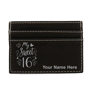 Monedero de cuero sintético Money Clip, Mi Dulce 16, Grabado Personalizado Incluido