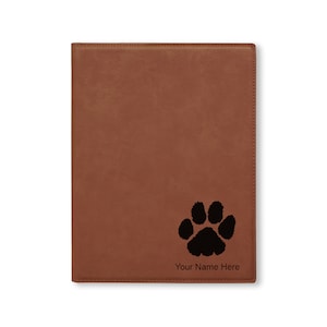 Large 9.5 X 12 Portfolio Notepad, Paw Print, Personalized Engraving Included