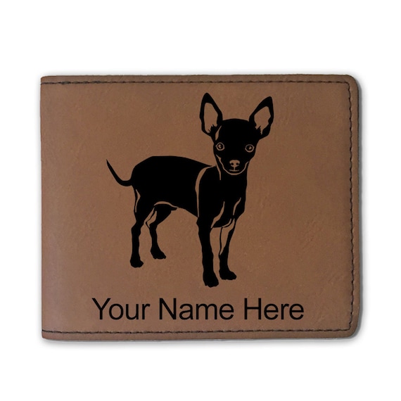 Cartera plegable de cuero sint tico perro chihuahua grabado